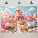 7x5ft Candyland Backdrop Fantasy Sweet Candy Castle Photography Background Girls Birthday Candyland Theme Party Decorations Banner Photo Studio Props