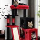 Globlazer Gothic Cat Tower for Indoor Adult Cats, 50-inch Heavy Duty Goth Cat Tree for Big Cats, Maine Coon Cat Tree with Extra-Large Padded Platform, 2 Large Condos, F50