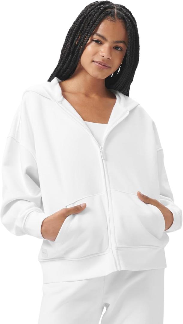 florence by mills womens Cozy Crush Oversized Zip Hoodie (X-Large, White)