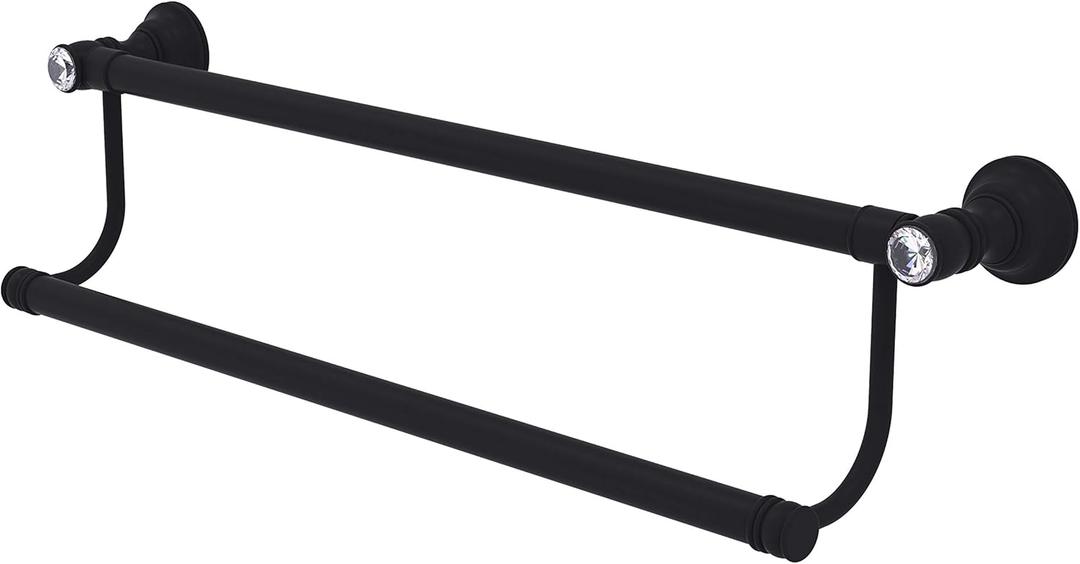 Allied Brass CC-72-30-BKM Carolina Crystal Collection 30 Inch Double Towel Bar, Matte Black