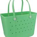Lightweight Extra large Rubber Beach Bag Small mini Tote Bag for Gym Waterproof medium Open Handbag for Pool Sports (X-Large(18.9*9*13.8in), A-grass Green)