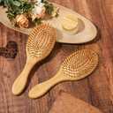6 Pcs Bamboo Hair Brush Bulk Natural Wooden Paddle Brush Round-tipped Bamboo Bristles Detangling Brushes, Lightweight Massage Anti Static for Women Men and Children for Hair Growth (Oval)