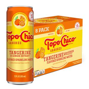 Topo Chico Sabores Tangerine with Ginger Extract 12oz 8pk (EXP 12/14/26)