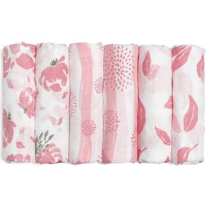 GLLQUEN BABY Receiving Blanket Boy Cotton Muslin Swaddle Blankets Girl Newborn Squares Breathable & Soft Thin Baby Blankets Cloths Double Absorbent Infant Swaddling Wrap - 6 Pack (Flower)