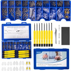 Upgraded All-in-One Magnetic Eyeglass Repair Tool Kit with Screws, Glasses Fixing Kit with Precision Screwdriver Set, Eyeglass Nose Pads and Tweezer for Travel, Gift, Christmas