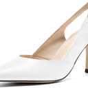Women's Slingback Kitten Heels Closed Pointed Toe Backless Wedding Party Dress Pumps Shoes (7.5, White)