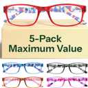 Gaoye 5-Pack Reading Glasses Blue Light Blocking, Spring Hinge Readers for Women Men Anti Glare Filter Lightweight Eyeglasses (5-Pack Mix Color 3,1.5)