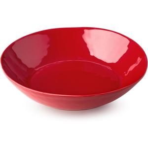 Berry Red Christmas Stoneware Serving Bowl Festive Holiday Pasta Salad Bowl for Christmas Entertaining, Mix and Match with Holly and Vines, Dishwasher & Microwave Safe, 13.25 Inches X 3 Inches