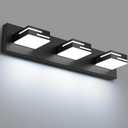 LED Modern Bathroom Vanity Light Fixtures, 3-Light 22-inch Dimmable Matte Black Vanity Lights for Bathroom Lighting Fixtures Over Mirror, with 360 Rotatable Acrylic Heads (Cool White 6000K)