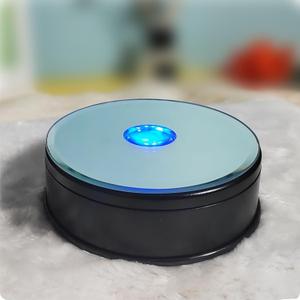 LED Motorized Rotating Light Display Base for Crystals Glass Art Light Turntable Crystal Display Stand 3D LED Light Ornament Lamp Holder 360 Degree Electric Turntable- 4.5 Inch Diameter (Black)