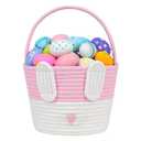 CubesLand Empty Easter Basket for Kids Babies Boys and Girls, Cute Easter Treasure Hunt Bunny Basket, Sturdy Cotton Rope Gift Basket, Egg Hunts, Festive Decor & Gift Ideas - Pink, Large