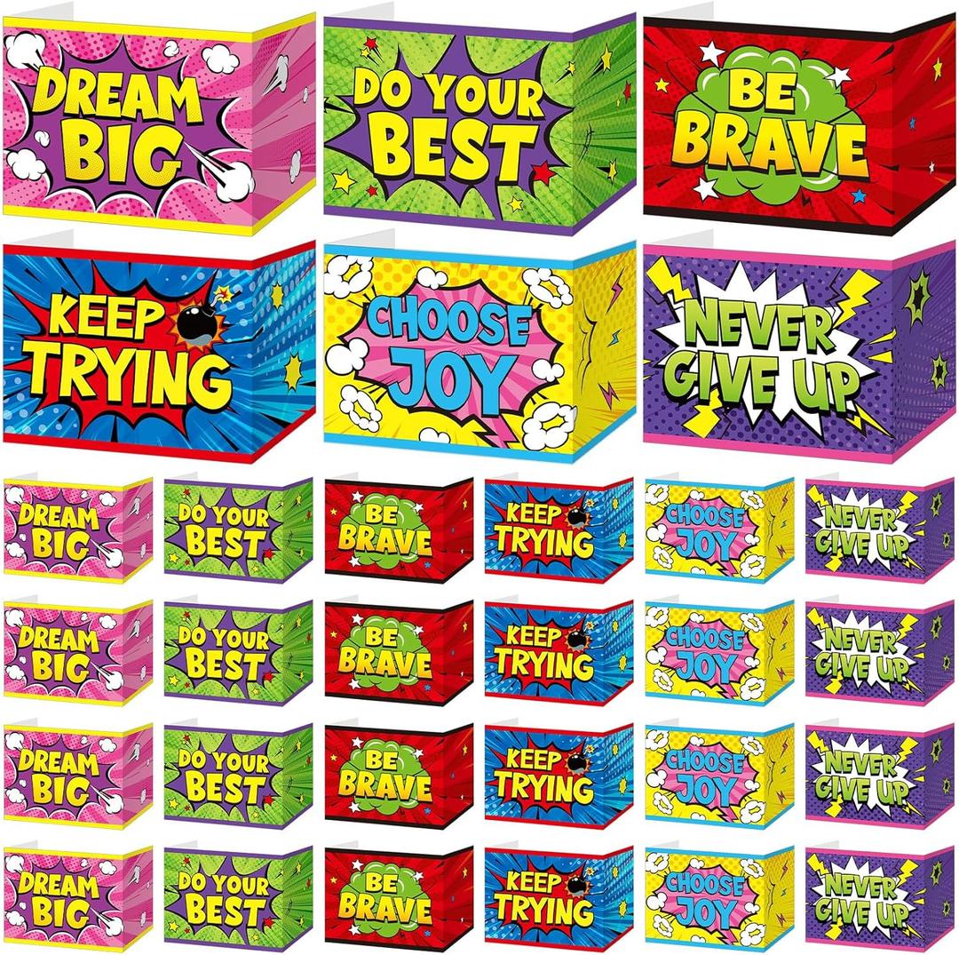 24 Pcs Inspirational Privacy Folders Bulk for Students Cardboard Privacy Boards Desk Divider Panel Waterproof Testing Divider for Classroom Back to School Study Supplies (Hero)