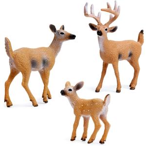 RESTCLOUD Deer Figurines Cake Toppers, Deer Toys Figure, Small Woodland Animals Set of 3