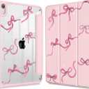 May Chen Case for iPad Air 13 Inch M4 2026, M3 2025, M2 2024, [Built-in Pencil Holder] Shockproof Cover with Clear Transparent Back Shell, Auto Sleep/Wake Cover, Pink Bows