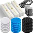 34 Pcs Filter Media Replacement Set Compatible with Fluval Fx2 Fx4 Fx5 Fx6, Including Fish Tank Filter Mesh Bags, Compatible with Quick Clear/Water Polishing Pads, Foam Pads, Silicone Lube