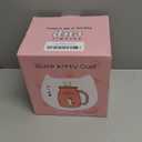 Feify Cute Cat Cup Ceramic Coffee Mug with Kawaii Cat Wooden Lid, Lovely Stainless Steel Spoon, Anime Kitty Thicken Wooden Coaster, Christmas Birthday Cute Thing Japanese Mug 16oz (Purple)