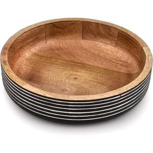 EDHAS Decorative Bowls Mango Wood Round Wood Decorative Bowl Modern Rustic Decorative Bowls for Home Decor or Decorative Bowl for Table (10" X 10" X 2.5")