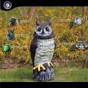 Solar Powered Owl with Motion Detection, Silent Mode, Flashing Eyes, Rotatable Head and Realistic Hoots, Plastic Owl Decoration for Home, Garden, Patio and Fence