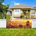 Large Happy Thanksgiving Banner 98''x35'' Thanksgiving Decorations Yard Sign Pumpkin Maple Leaf Scarecrow Banner for Fence Outside