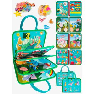 Montessori Busy Board for Toddlers 2-4 Years Old | Sensory Learning Toys for 2 Year Old Boys | Airplane Car Travel Busy Book, Educational Activities Toy for Birthday