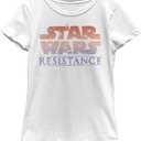 STAR WARS Resistance Gradient Logo Girls Short Sleeve Tee Shirt (Large, White)