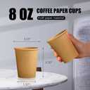 Clawsoff 180 Pack 8 oz Paper Cups, Brown Kraft Disposable Paper Coffee Cups, Unbleached Paper Cups for Hot/Cold Beverage Party, Picnic, Travel, and Events.
