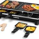 CUSIMAX Raclette Grill, Electric Grill, Reversible 2 in 1 Non-stick Grill & Griddle Plates, Portable Korean Grill with 8 Paddles & Shovels, Black New Model