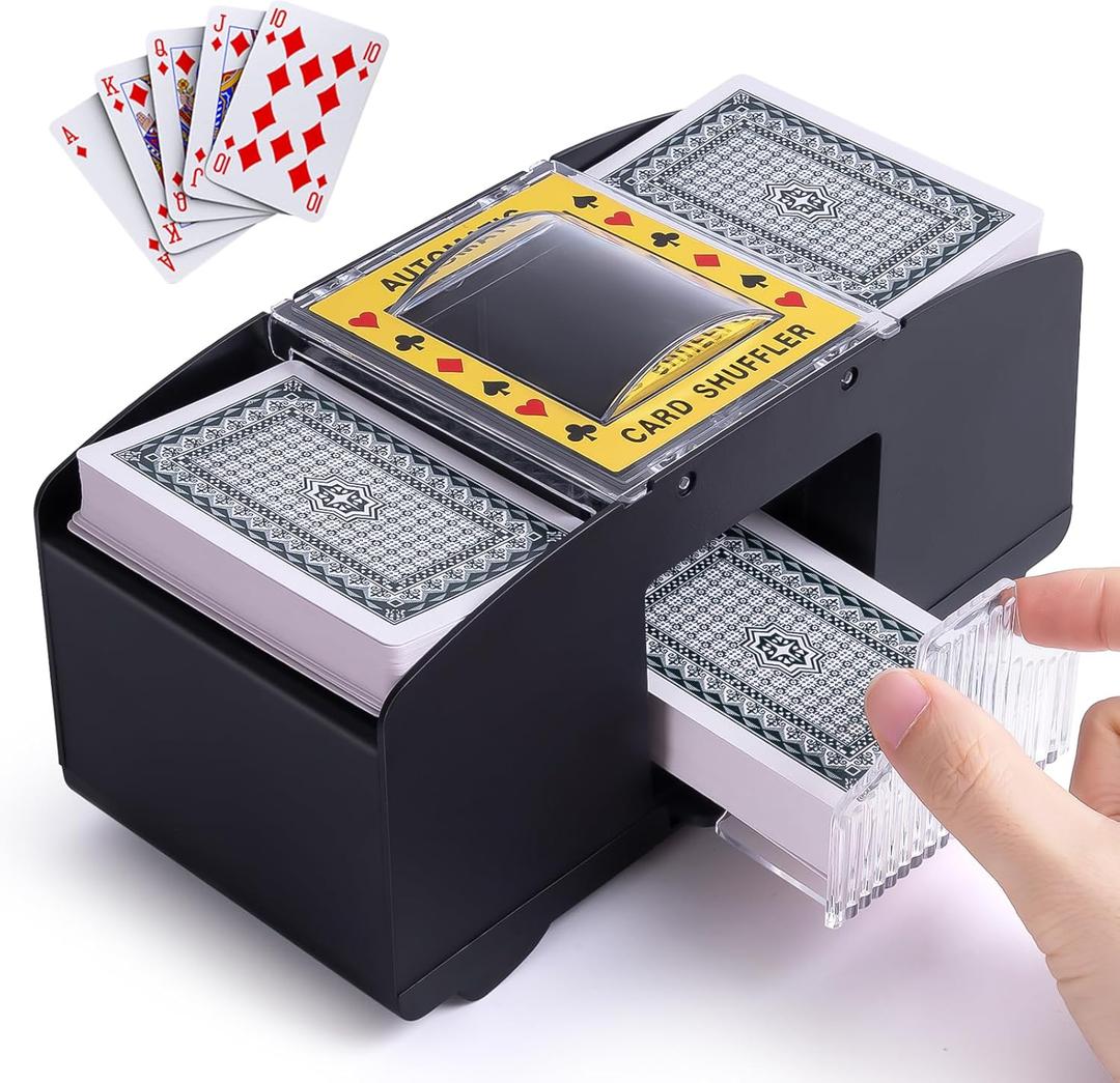 Xixter Automatic Card Shuffler for 2 Decks, Battery Powered Card Shuffler, Cards Shuffler Machine for Poker, Uno, Blackjack, Texas Hold'em, Skip-Bo, Home Card Games