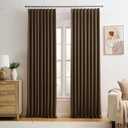 KEQIAOSUOCAI Brown Pinch Pleated 60 Inch Wide Curtains 60 x 102, Thermal Insulated Noise Cancelling Living Room Office Drapes 102 Inches Long, Patio Sliding Glass Door Window Curtain 2 Panels