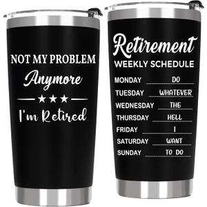 Retirement Gifts for Men - Happy Retirement Gag Gifts Tumbler for Teacher Coworkers Boss Dad, Best Retired Gift Goodbye Farewell Gift for Men, 20 OZ Stainless Steel Insulated Travel Coffee Tumbler Cup