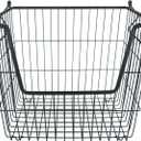 DII Metal Wire Mesh Stackable Utility Storage Bin, Large Rectangle, 13x10x11", Black