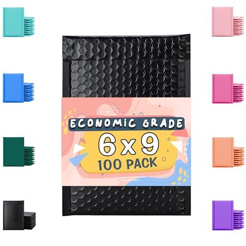 Poly Bubble Mailers 6x10 100 Pack Black Waterproof Self Seal Adhesive Shipping Bags, Cushioning Padded Envelopes for Shipping, Mailing, Packaging Usable 6x9