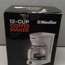 MUELLER HOME 12-Cup White Coffee Maker - Borosilicate Carafe, Auto-Off, Reusable Filter, Anti-Drip, Keep-Warm Function, Clear Water Level Window, White Kitchen Accessories