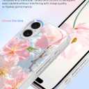 Flower Phone Case for iPhone 16 Plus, Delicate Floral Art Pattern Cover, Camera Lens Protector & Shockproof, Silicone Lanyard, Cute Slim & Lightweight for iPhone 16 Plus Case (Silver)