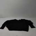 Mafulus Women's Oversized Crewneck Sweater Batwing Puff Long Sleeve Cable Slouchy Pullover Jumper Tops (Medium, 2-off Shoulde Black)