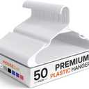 HOUSE DAY Plastic Hangers 50 Pack - White Clothes Hangers with Non-Slip Shoulder Grooves, Durable and Sturdy Coat Hanger, Space Saving Slim Design Perfect for Closet Organizers and Storage