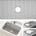 AWOKE Large Silicone Sink Protectors for Kitchen Sink, 30" x 16" Center Drain Hole, Sink Mat for Bottom of Farmhouse Kitchen Stainless Steel Sinks, Raised Feet/Heat Resistant/Non-slip (Gray)