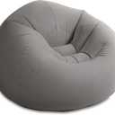 Intex 68579EP Beanless Bag Inflatable Lounge Chair: Corduroy Textured Flocking  Durable Vinyl  Folds Compactly  220lb Weight Capacity  45" x 45" x 28" (Grey)