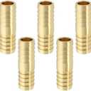 LTWFITTING Brass Barb Splicer Mender 1/2-Inch ID Hose Fitting for Vehicle Fuel System Heater System (Pack of 5),Set of 2