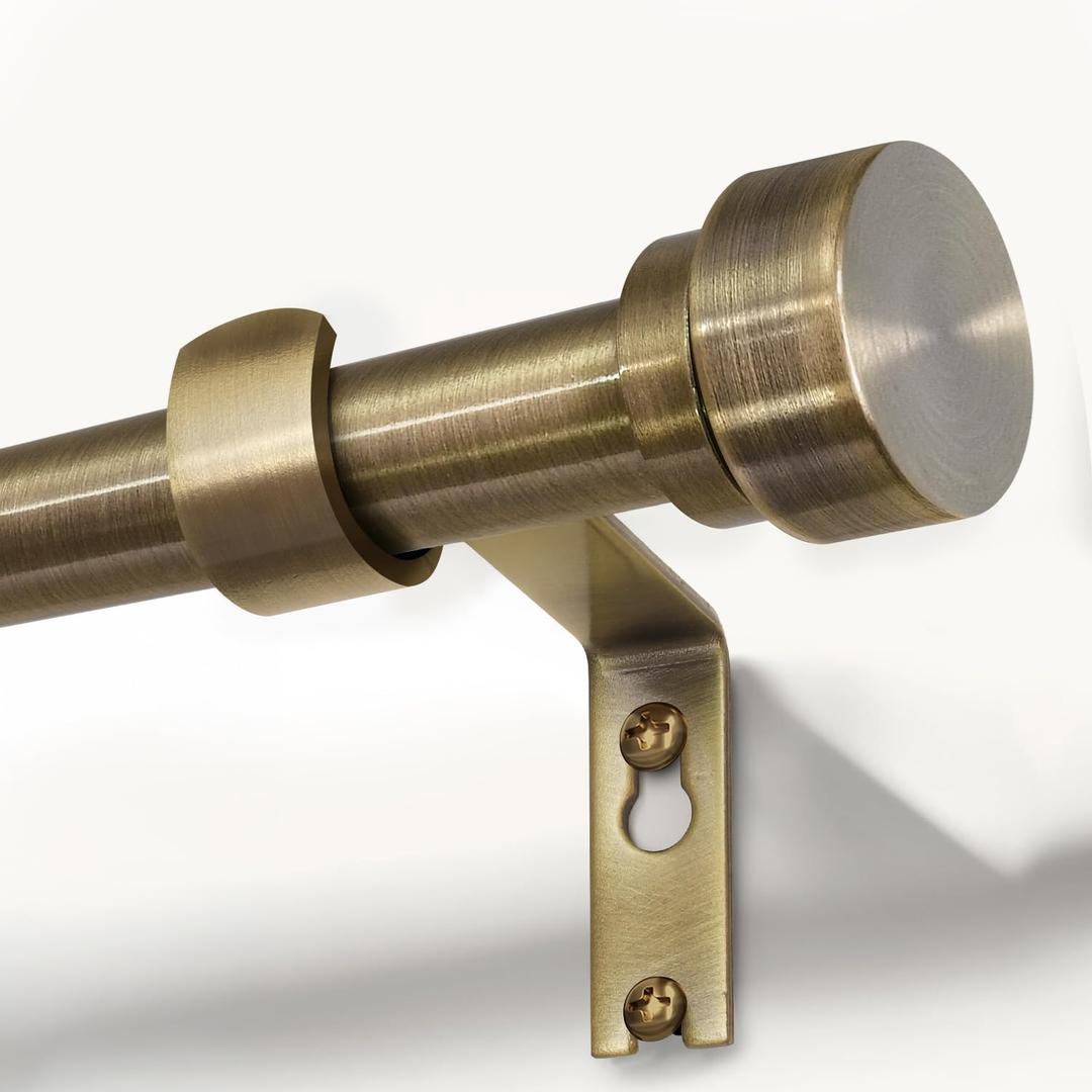 Antique Bronze Curtain Rods for Windows 66 to 120 Inches Adjustable Length Heavy Duty 1" Diameter Window Curtain Rod with Solid Metal Finials for Outdoor Farmhouse Bedroom Kitchen Living Room