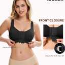 BRABIC Front Closure Post Surgery Compression Bras for Women Mastectomy Bra with Adjustable Straps Wirefree Bra (Black, L)