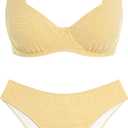 ZAFUL Womens Gingham Bikini Sets High Waisted Underwire Swimsuits Full Coverage Two Piece Swimwear Plaid Bathing Suits (Yellow, S)