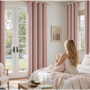 Blackout Linen Curtains for Bedroom Thermal Insulated Blush Pink Grommet Room Darkening Curtains & Drapes for Living Room  (2 Panels)