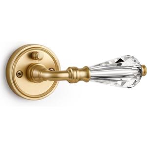 2 Pack Gold Glass Door Lever Privacy Crystal Door Levers Satin Brass Door Lever Interior Brushed Gold Door Handle for Bedroom and Bathroom,Zinc Alloy