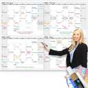 Dry Erase Four Month Laminated jumbo Wall Calendar, 46" x 63", Huge quarterly Laminated Erasable White Board, Giant 120 day Family Whiteboard Schedule Planner, Large Multi Month Reusable Poster