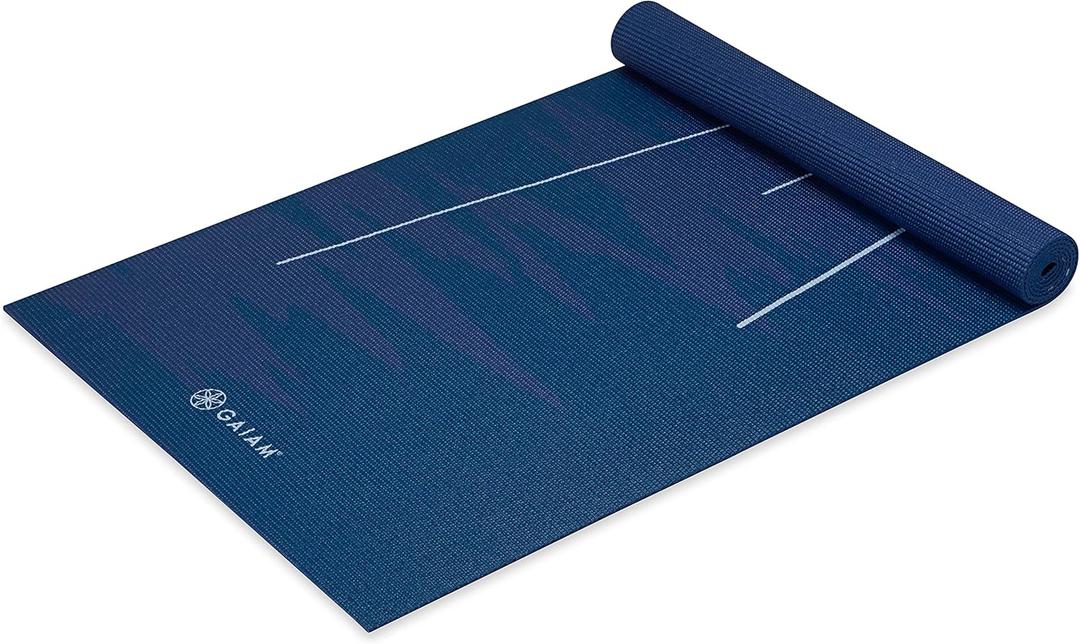 Gaiam Print Yoga Mat, Non Slip Exercise & Fitness Mat for All Types of Yoga, Pilates & Floor Exercises (Moonlit Tide)