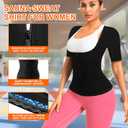 Sauna Shirt for Women Sauna Waist Trainer for Women Weight Loss Sauna Suit Workout Sauna Vest Zipper Body Shaper (Black, XL)