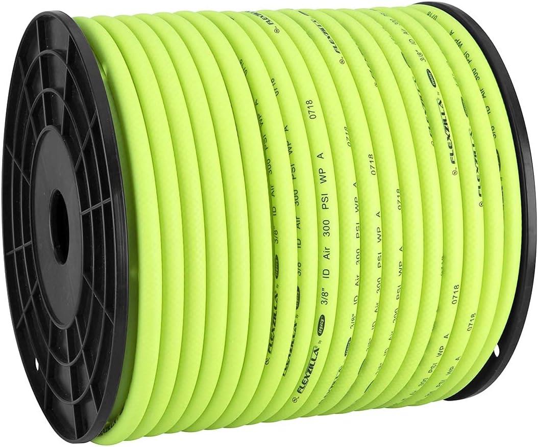 Flexzilla Pro Air Hose, Bulk Plastic Spool, 3/8 in. x 250 ft, Heavy Duty, Lightweight, Hybrid, ZillaGreen - HFZ38250YW