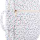 Quilted Bible Cover Case for Women with Handle, Bible Bag with Zippered Pocket, Pink Floral Bible Case for Girls, Bible Study Supplies Kit, Large Size