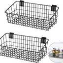 Yaocom 2 Pcs Slatwall Baskets for Slatwall,15.8 Inch Width Metal Heavy Duty Wire Mounted Hanging Basket Storage Display Basket for Retail,Garage,Office,Sports,Toys,and More,Black